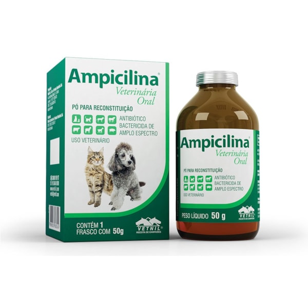 Ampicilina Vet Oral Pó 50g - Vetnil Ampicilina Vet Oral Pó 50g - Vetnil