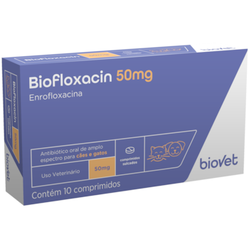 Antibiótico Biofloxacin  Biovet para Cães e Gatos 10 comprimidos