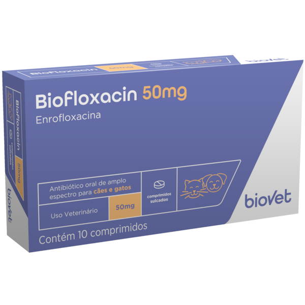 Antibiótico Biofloxacin Biovet para Cães e Gatos 10 comprimidos Antibiótico Biofloxacin Biovet para Cães e Gatos 10 comprimidos