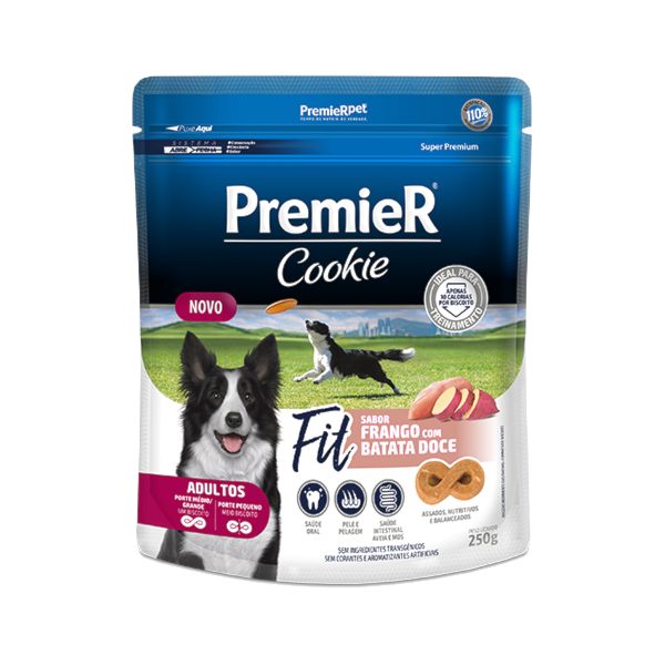 Biscoito Premier Cookie Fit Frango com Batata Doce - Cães Adultos Biscoito Premier Cookie Fit Frango com Batata Doce - Cães Adultos