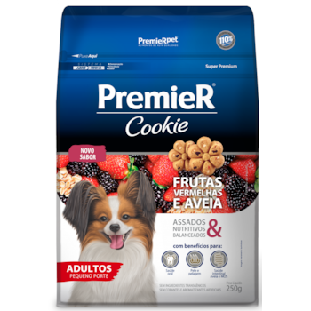 Biscoito Premier Cookie Raças Pequenas Frutas Vermelhas e Aveia - Cães Adultos Biscoito Premier Cookie Raças Pequenas Frutas Vermelhas e Aveia - Cães Adultos