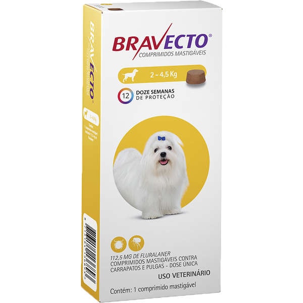 Bravecto Cães 112,5mg 2 A 4,5kg - MSD Bravecto Cães 112,5mg 2 A 4,5kg - MSD