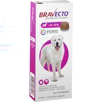 Bravecto Cães 1400mg 40 A 56kg - MSD Bravecto Cães 1400mg 40 A 56kg - MSD