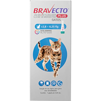 Bravecto Plus Transdermal Gatos 250mg 2,8 a 6,25kg - MSD