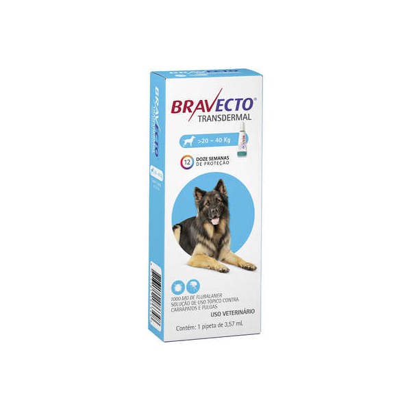 Bravecto Transdermal Cães 1000mg 20 - 40kg - MSD