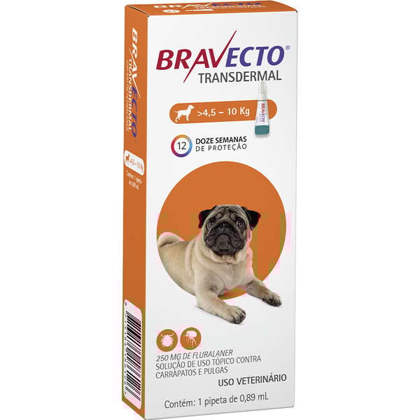 Bravecto Transdermal Cães 250mg 4,5 - 10kg - MSD Bravecto Transdermal Cães 250mg 4,5 - 10kg - MSD
