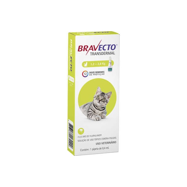 Bravecto Transdermal Gatos 112,5mg 1,2 - 2,8kg - MSD Bravecto Transdermal Gatos 112,5mg 1,2 - 2,8kg - MSD