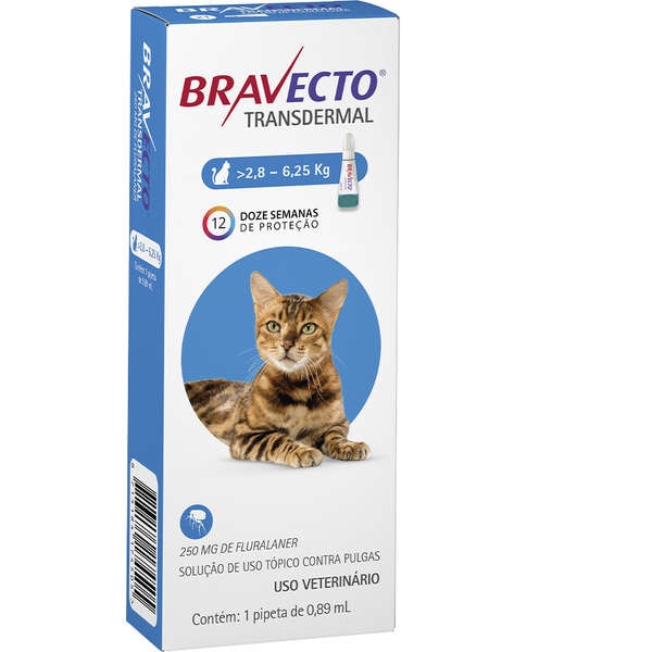 Bravecto Transdermal Gatos 250mg 2,8 - 6,25 kg - MSD Bravecto Transdermal Gatos 250mg 2,8 - 6,25 kg - MSD