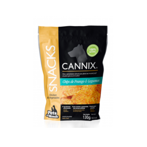 Cannix Chips de Frango e Legumes 130g - Pets Du Monde Cannix Chips de Frango e Legumes 130g - Pets Du Monde
