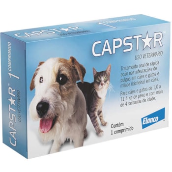 Capstar 11,4 mg até 11,4kg 1 comprimidos - Elanco Capstar 11,4 mg até 11,4kg 1 comprimidos - Elanco