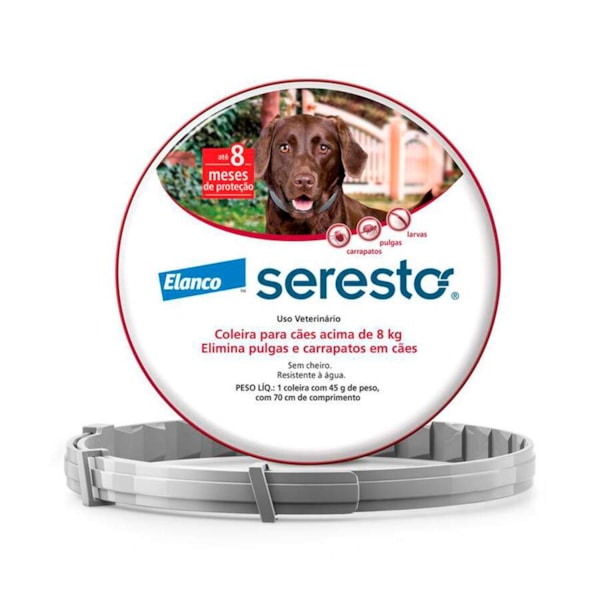 Coleira Antipulgas Seresto Cães acima de 8kg 70cm - Bayer Coleira Antipulgas Seresto Cães acima de 8kg 70cm - Bayer