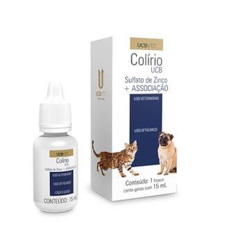 Colírio Com Sulfato de Zinco mais Associação 15ml - UcbVet Colírio Com Sulfato de Zinco mais Associação 15ml - UcbVet