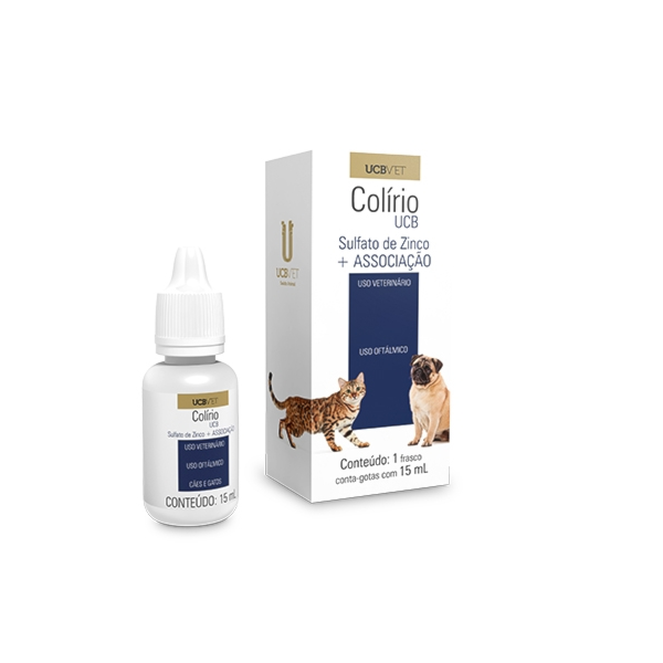 Colírio Com Sulfato de Zinco mais Associação 15ml - UcbVet Colírio Com Sulfato de Zinco mais Associação 15ml - UcbVet