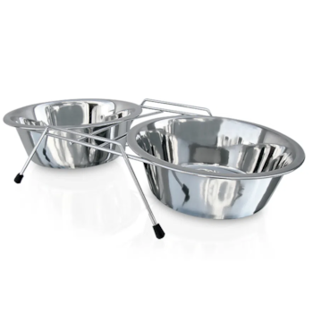 Comedouro Duplo em Inox - Chalesco Comedouro Duplo em Inox - Chalesco