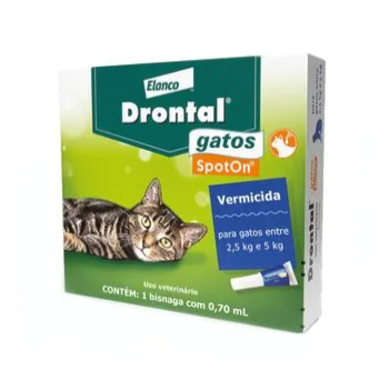 Drontal Spot On Gatos Entre 2,5kg e 5kg - 0,70ml Drontal Spot On Gatos Entre 2,5kg e 5kg - 0,70ml