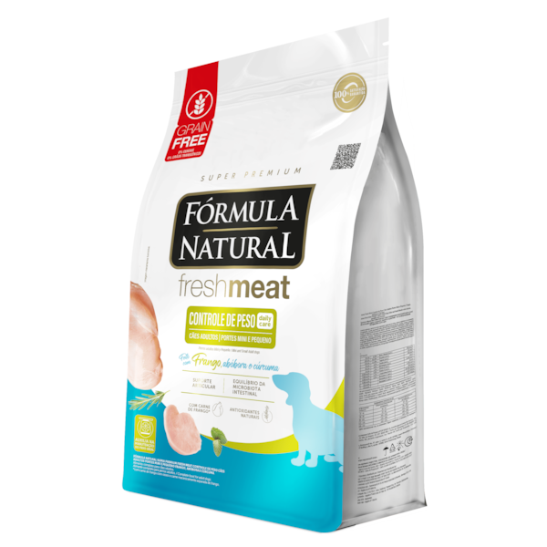 Fórmula Natural Fresh Meat Controle De Peso Cães Adultos Mini/Pequeno Frango, Abóbora e Cúrcuma