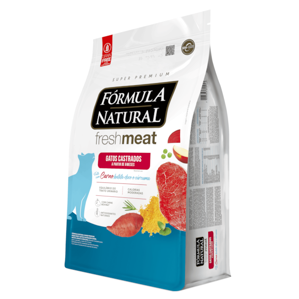 Fórmula Natural Fresh Meat Gatos Castrados Carne, Batata-doce e Cúrcuma