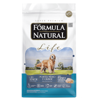 Fórmula Natural Super Premium Life Cão Sênior Portes Médio e Grande Sabor Frango e Cenoura - 15Kg