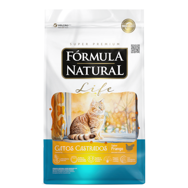 Fórmula Natural Super Premium Life Gatos Castrados Sabor Frango - 10,1Kg