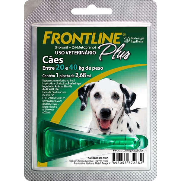 Frontline Plus 20 a 40kg Unidade - Boehringer Ingelheim Frontline Plus 20 a 40kg Unidade - Boehringer Ingelheim