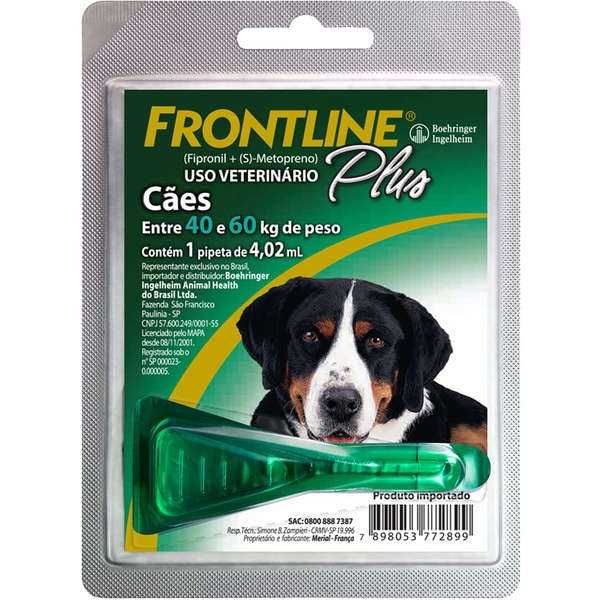 Frontline Plus 40 a 60kg Unidade - Boehringer Ingelheim Frontline Plus 40 a 60kg Unidade - Boehringer Ingelheim