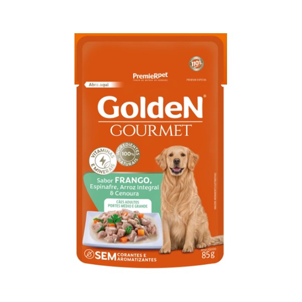 Golden Gourmet Sachê CÃES Adulto Médio/Grande Frango 85g - Golden