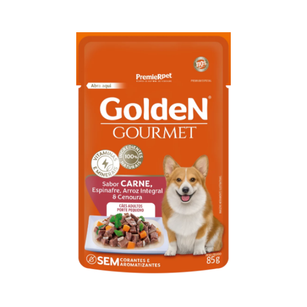 Golden Gourmet Sachê Cães Adulto Pequeno Carne 85g - Golden Golden Gourmet Sachê Cães Adulto Pequeno Carne 85g - Golden