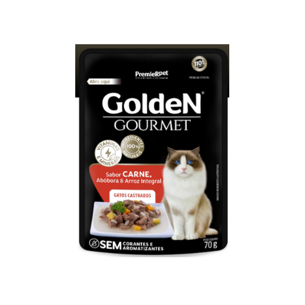 Golden Gourmet Sachê Gatos Adulto Castrado Carne 70g - Golden Golden Gourmet Sachê Gatos Adulto Castrado Carne 70g - Golden