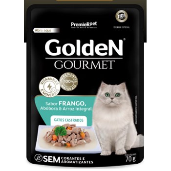 Golden Gourmet Sachê Gatos Adulto Castrado Frango 70g - Golden