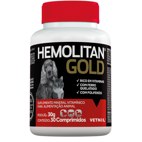 Hemolitan Gold Suplemento Vitamínico 30cp - Vetnil Hemolitan Gold Suplemento Vitamínico 30cp - Vetnil