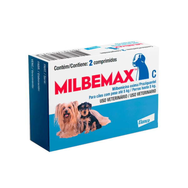 Milbemax Cães até 5kg  25mg 2 comprimidos - Elanco Milbemax Cães até 5kg  25mg 2 comprimidos - Elanco