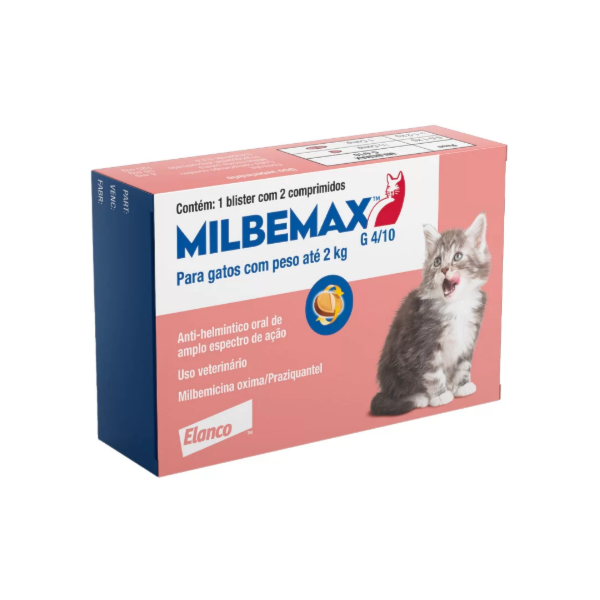 Milbemax Gatos até 2kg 10mg 2 comprimidos - Elanco Milbemax Gatos até 2kg 10mg 2 comprimidos - Elanco