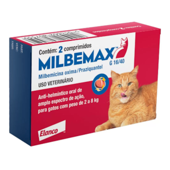 Milbemax Gatos de 2 a 8kg 40mg 2 comprimidos - Elanco Milbemax Gatos de 2 a 8kg 40mg 2 comprimidos - Elanco
