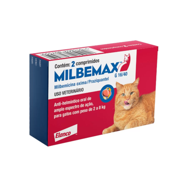 Milbemax Gatos de 2 a 8kg 40mg 2 comprimidos - Elanco Milbemax Gatos de 2 a 8kg 40mg 2 comprimidos - Elanco