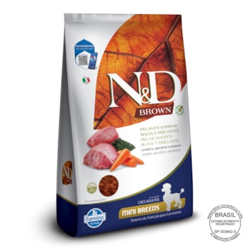 N&D Brown para Cães Adultos de Raças Mini e Pequenas Sabor Cordeiro, Spirulina e Cenoura 2Kg