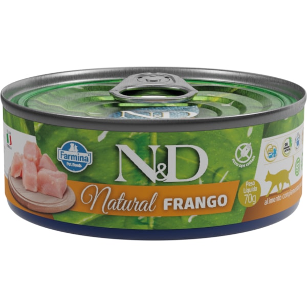 N&D Natural para Gatos de Todas as Raças Sabor Frango 70g