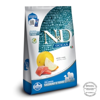 N&D Ocean Cães Adultos de Raças Médias e Grandes Sabor Salmão 2,5Kg