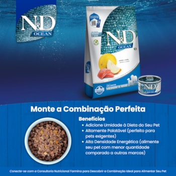N&D Ocean Cães Adultos de Raças Médias e Grandes Sabor Salmão 2,5Kg N&D Ocean Cães Adultos de Raças Médias e Grandes Sabor Salmão 2,5Kg