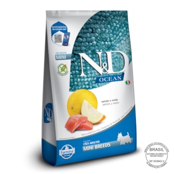 N&D Ocean para Cães Adultos de Raças Mini e Pequenas Sabor Salmão e Melão 2,5Kg