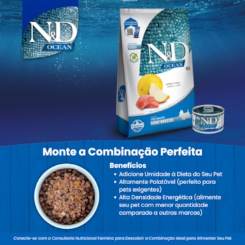 N&D Ocean para Cães Adultos de Raças Mini e Pequenas Sabor Salmão e Melão 2,5Kg