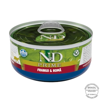 N&D Prime para Gatos Adultos de Todas as Raças Sabor Frango e Romã 70g
