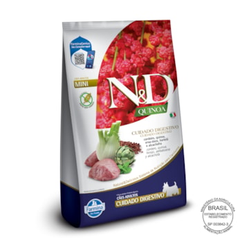 N&D Quinoa Cuidado Digestivo para Cães Adultos de Raças Mini e Pequenas Sabor Cordeiro 800g