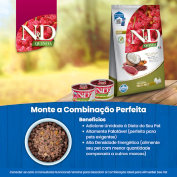 N&D Quinoa Pele e Pelo para Cães Adultos de Raças Mini e Pequenas Sabor Pato