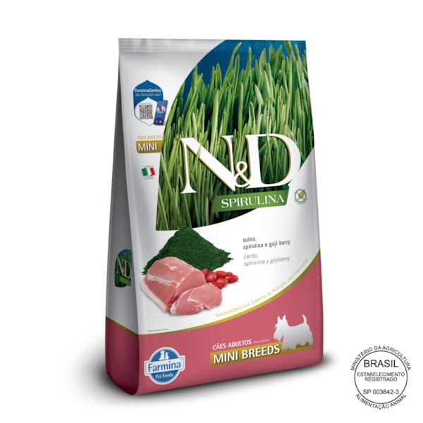 N&D Spirulina para Cães Adultos de Raças Mini e Pequenas Sabor Suíno 2Kg N&D Spirulina para Cães Adultos de Raças Mini e Pequenas Sabor Suíno 2Kg