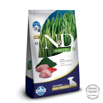 N&D Spirulina para Cães Filhotes de Raças Mini e Pequenas Sabor Cordeiro 2Kg