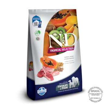 N&D Tropical para Cães Adultos de Raças Médias e Grandes Sabor Cordeiro 10,1Kg