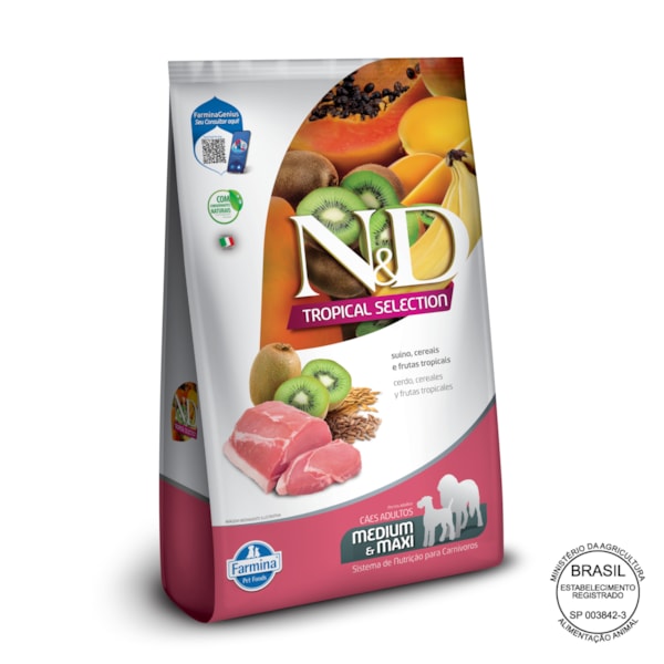 N&D Tropical para Cães Adultos de Raças Médias e Grandes Sabor Suíno N&D Tropical para Cães Adultos de Raças Médias e Grandes Sabor Suíno