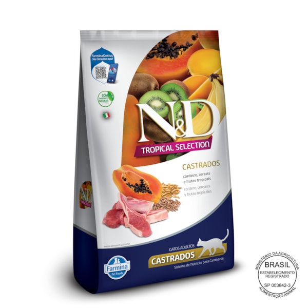 N&D Tropical para Gatos Adultos Castrados de Todas as Raças Sabor Cordeiro