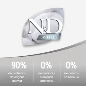 N&D White para Cães Adultos de Raças Mini e Pequenas Sabor Merluza, Spirulina e Erva Doce 2Kg
