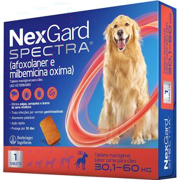 Nexgard Spectra GG Cães 30,1 a 60 KG Unidade - Boehringer Ingelheim Nexgard Spectra GG Cães 30,1 a 60 KG Unidade - Boehringer Ingelheim